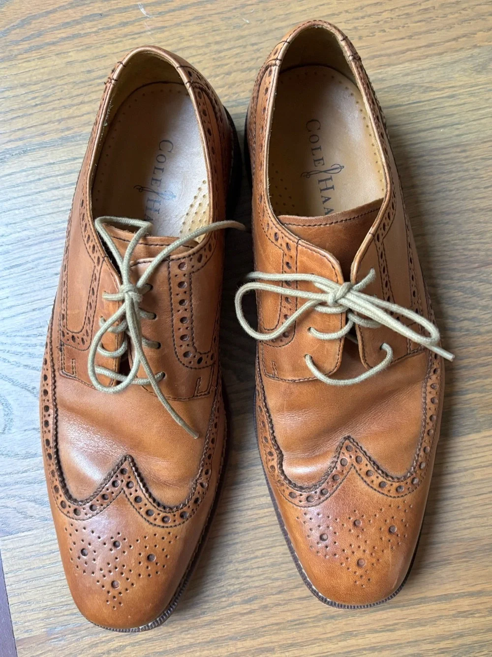 Cole Haan Size 9 British Tan Leather Wingtip Oxford Brogues